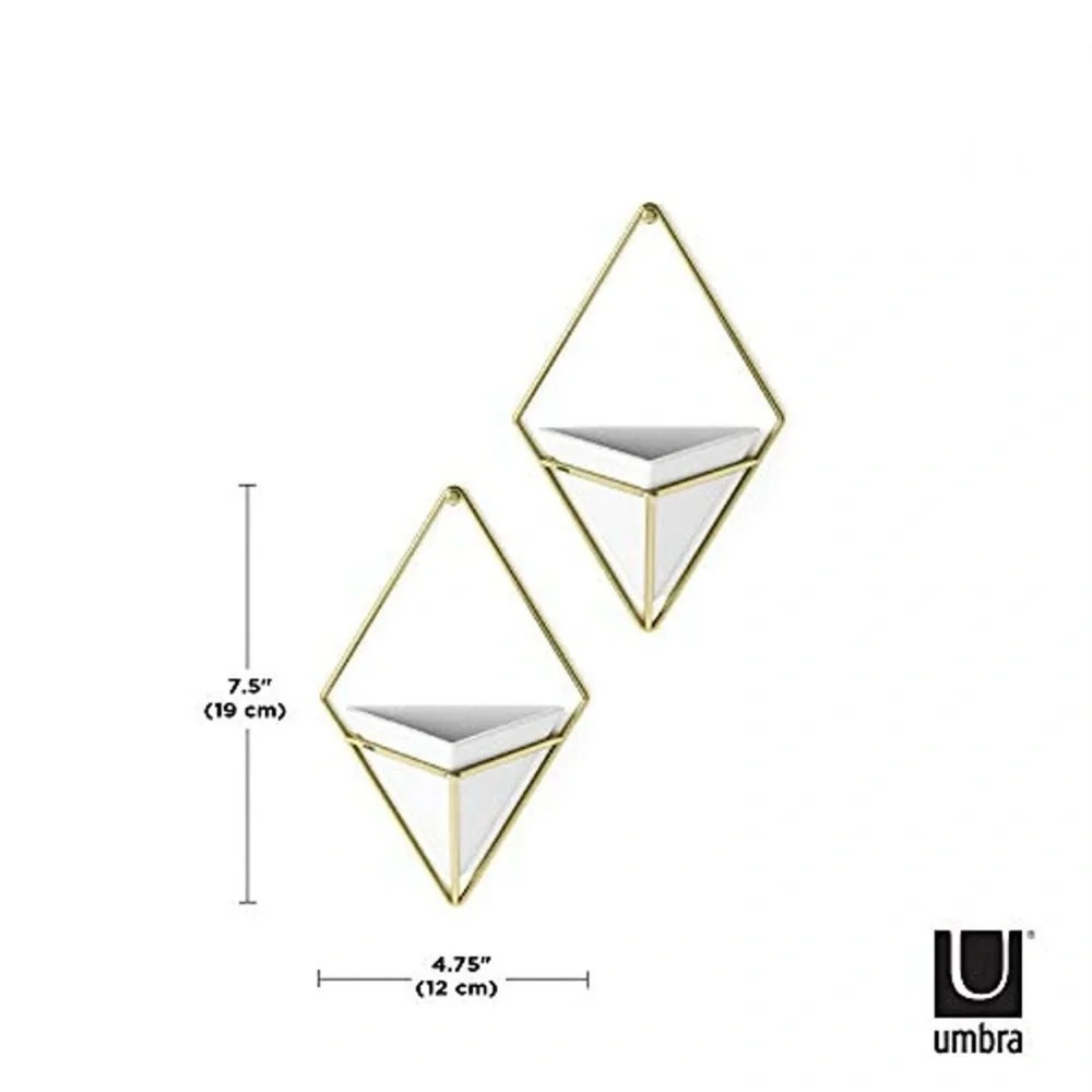 Umbra White and Gold Geometric Wall Planter Pair